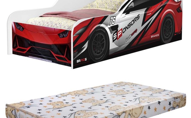 CAMA INFANTIL CARRO VELOZES com COLCHÃO