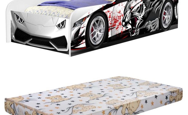 CAMA INFANTIL STOCK CAR com COLCHÃO