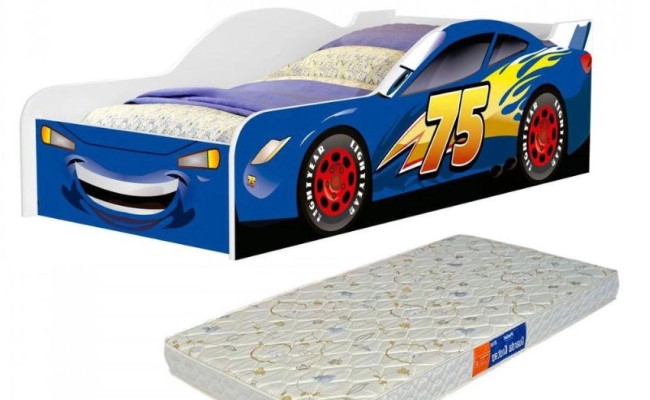 CAMA MCQUEEN AZUL com COLCHÃO