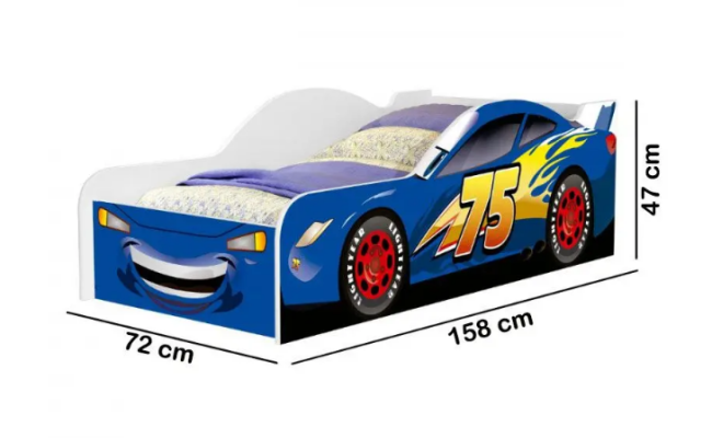 CAMA MCQUEEN AZUL com COLCHÃO